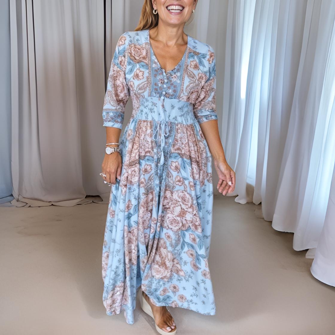 Paola – Lang kjole med V-hals
