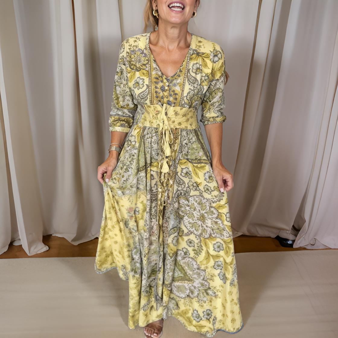 Paola – Lang kjole med V-hals