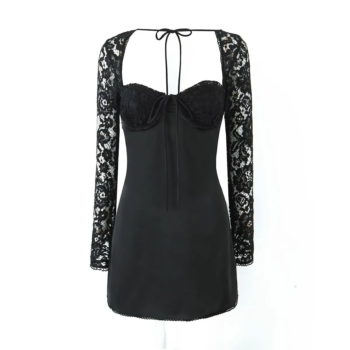 Hvit Spliced Lace Wire Bryst Korsett Stil Mini Kjole