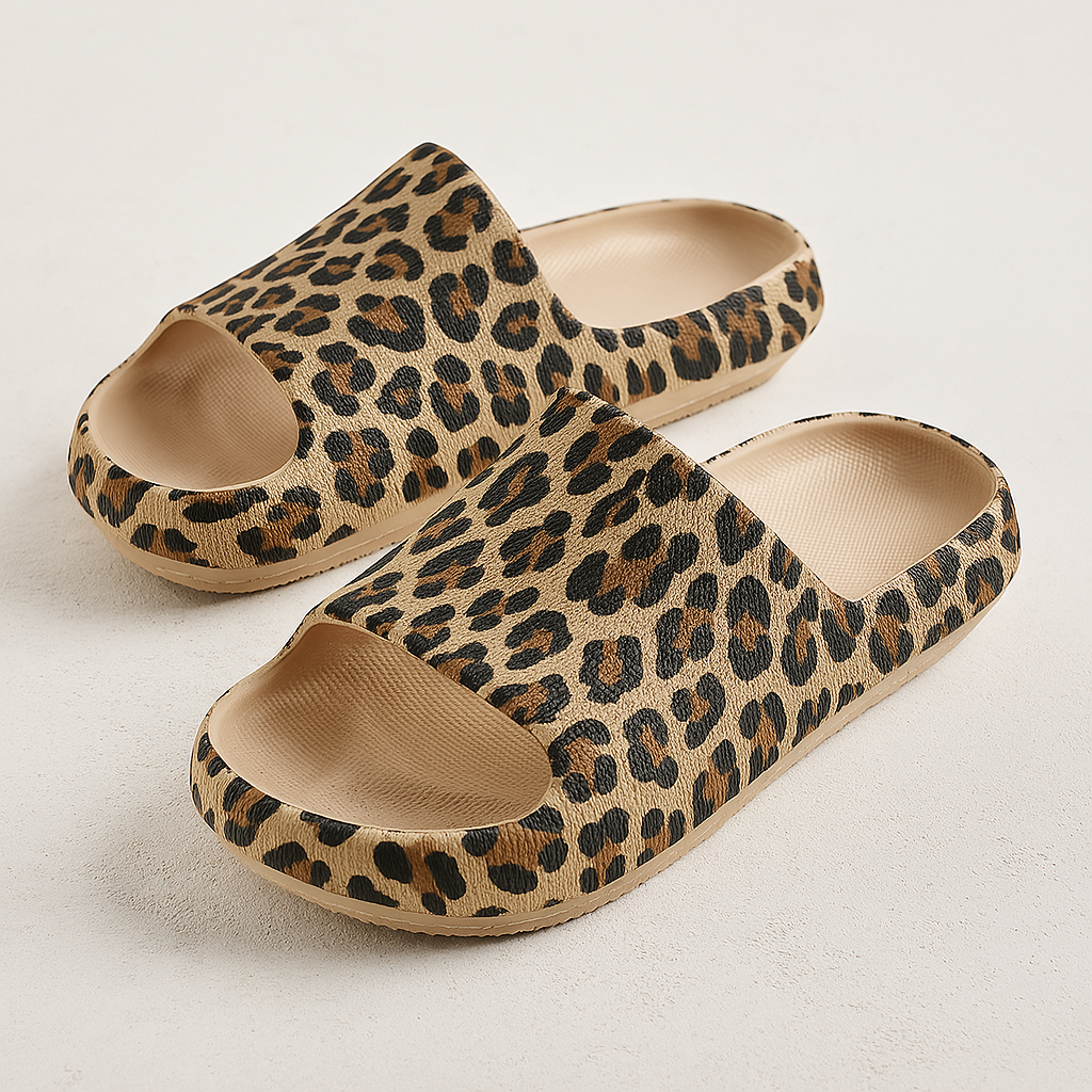 Leopardmønstrede Sommertøfler – Komfort og Stil i Ett